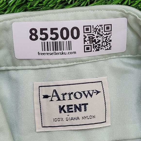 Vintage 90s Arrow Kent MOD Button Shirt XL 23x31 Mint Green - Picture 9 of 14